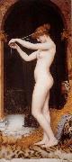 John William Godward Venus Binding her Hair oil painting on canvas